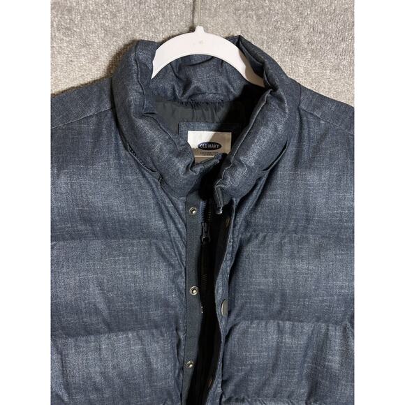 Old Navy Puffer Vest Coat Mens Size XXL Heather Blue Pockets Snap Zip - Picture 6 of 9